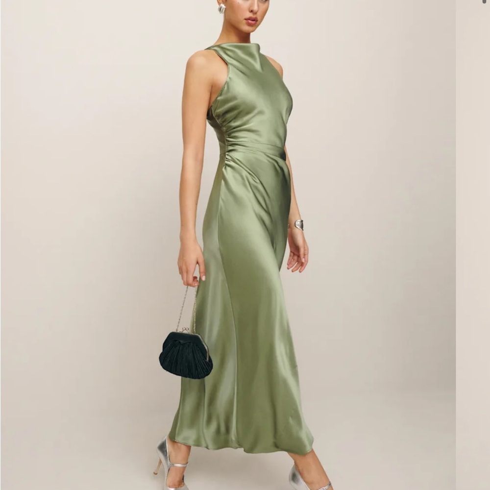Reformation Cassette Silk Dress Artichoke
